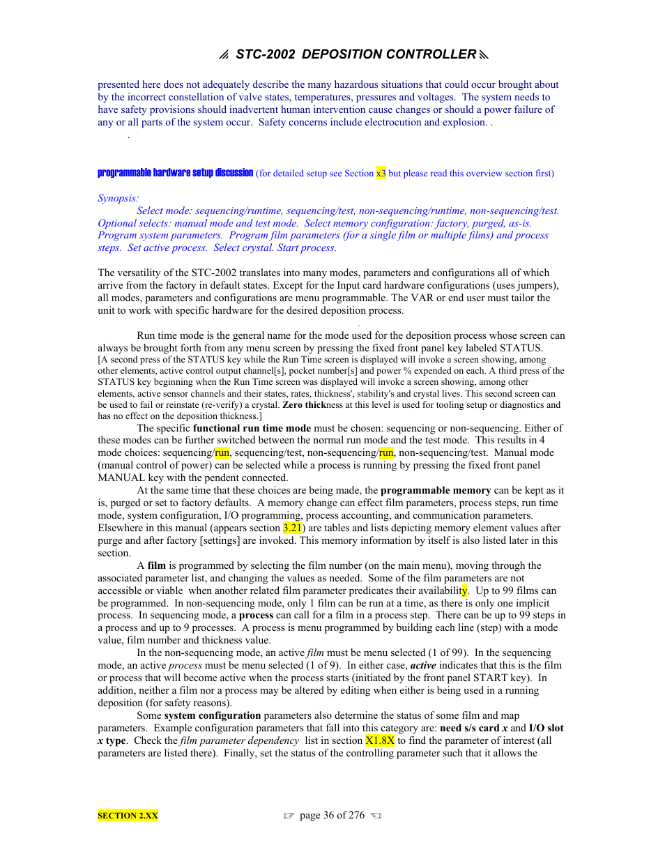 INFICON STC-2002 Thin Film Deposition Controller Operating Manual User Manual | Page 38 / 278