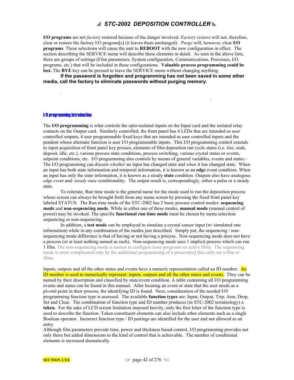 INFICON STC-2002 Thin Film Deposition Controller Operating Manual User Manual | Page 44 / 278
