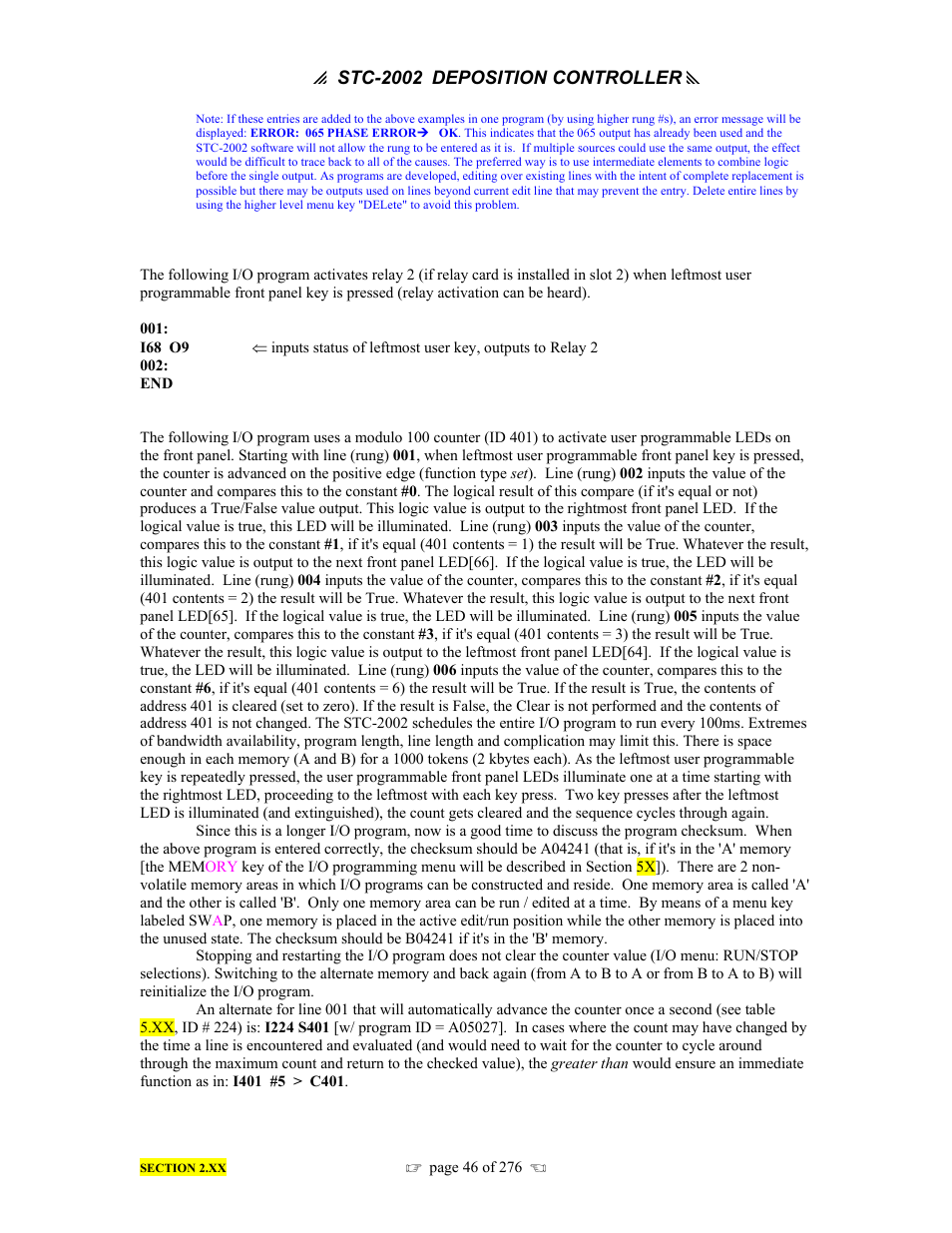 INFICON STC-2002 Thin Film Deposition Controller Operating Manual User Manual | Page 48 / 278