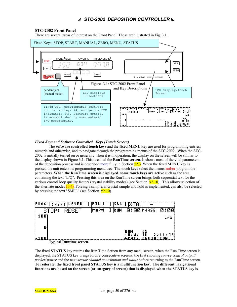 P stc-2002, Deposition controller y, Stc-2002 front panel | INFICON STC-2002 Thin Film Deposition Controller Operating Manual User Manual | Page 52 / 278