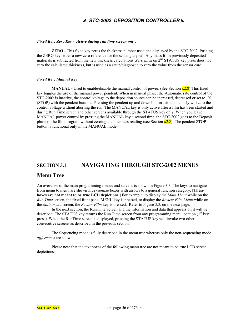 Navigating through stc-2002 menus, Menu tree | INFICON STC-2002 Thin Film Deposition Controller Operating Manual User Manual | Page 58 / 278