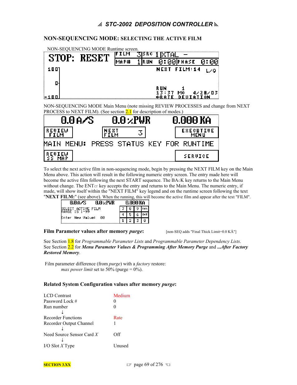 INFICON STC-2002 Thin Film Deposition Controller Operating Manual User Manual | Page 71 / 278