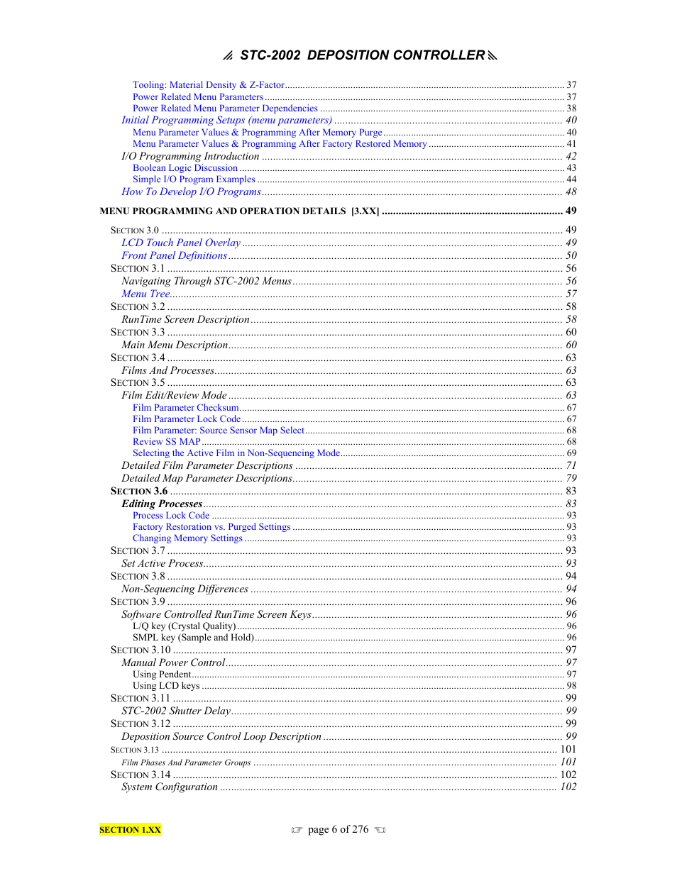INFICON STC-2002 Thin Film Deposition Controller Operating Manual User Manual | Page 8 / 278