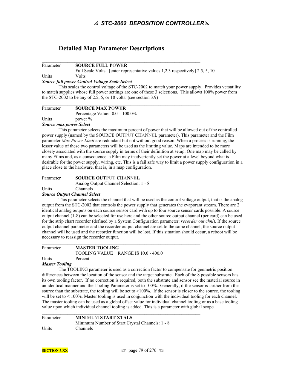 Detailed map parameter descriptions | INFICON STC-2002 Thin Film Deposition Controller Operating Manual User Manual | Page 81 / 278