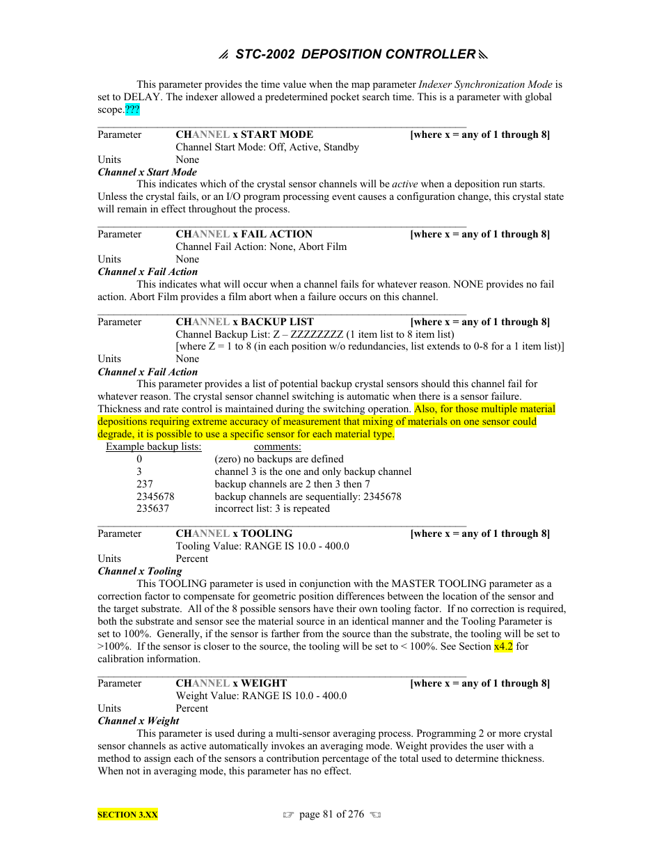 INFICON STC-2002 Thin Film Deposition Controller Operating Manual User Manual | Page 83 / 278