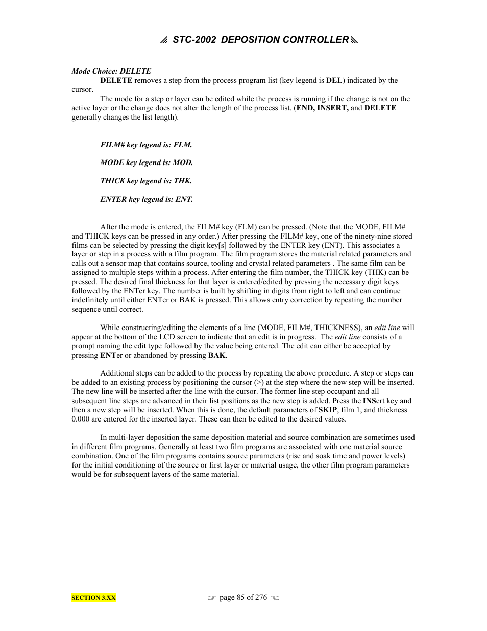 INFICON STC-2002 Thin Film Deposition Controller Operating Manual User Manual | Page 87 / 278