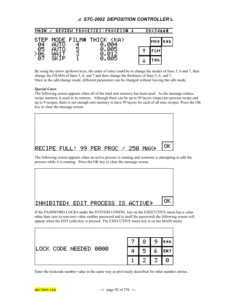 INFICON STC-2002 Thin Film Deposition Controller Operating Manual User Manual | Page 94 / 278