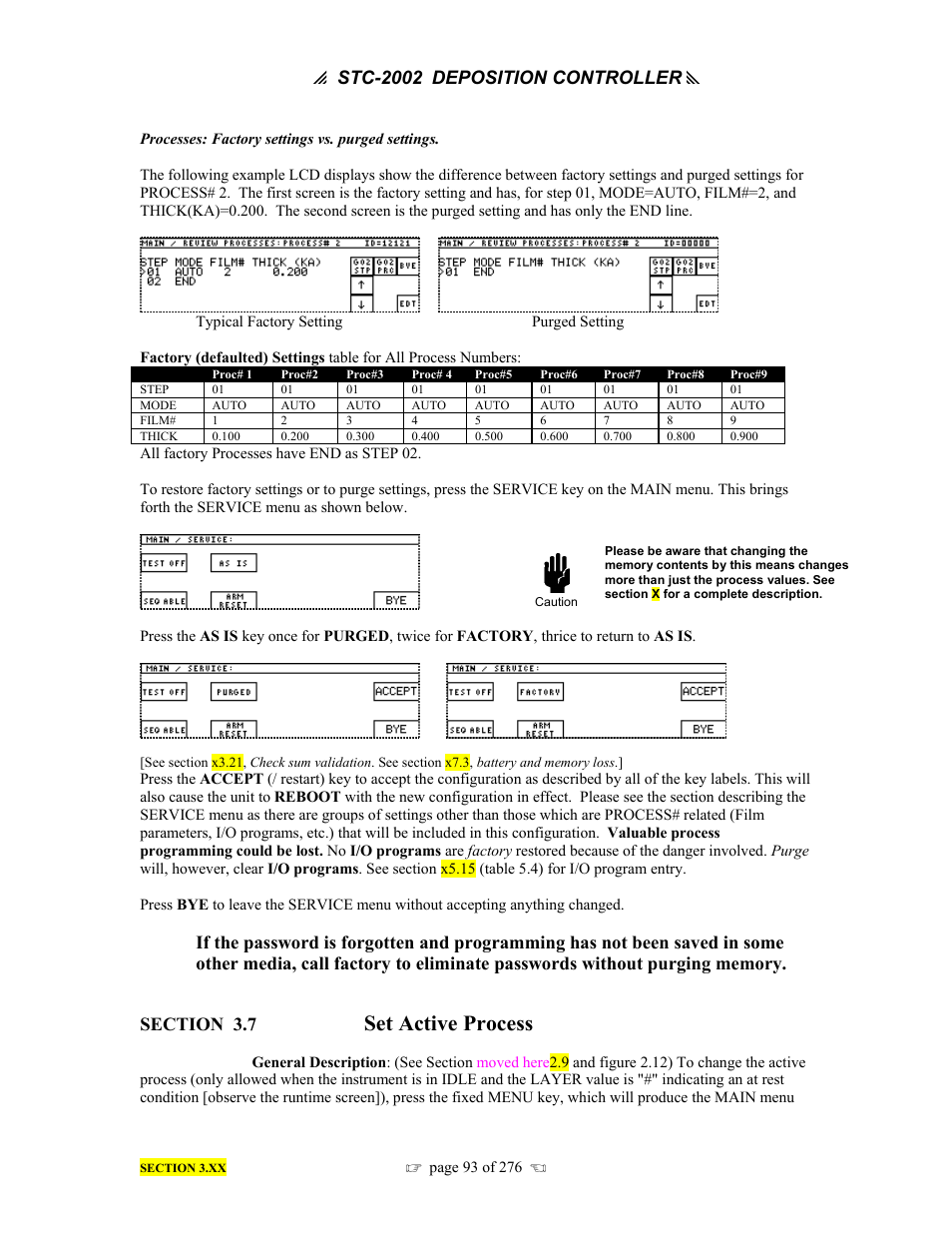 Set active process, P stc-2002, Deposition controller y | INFICON STC-2002 Thin Film Deposition Controller Operating Manual User Manual | Page 95 / 278