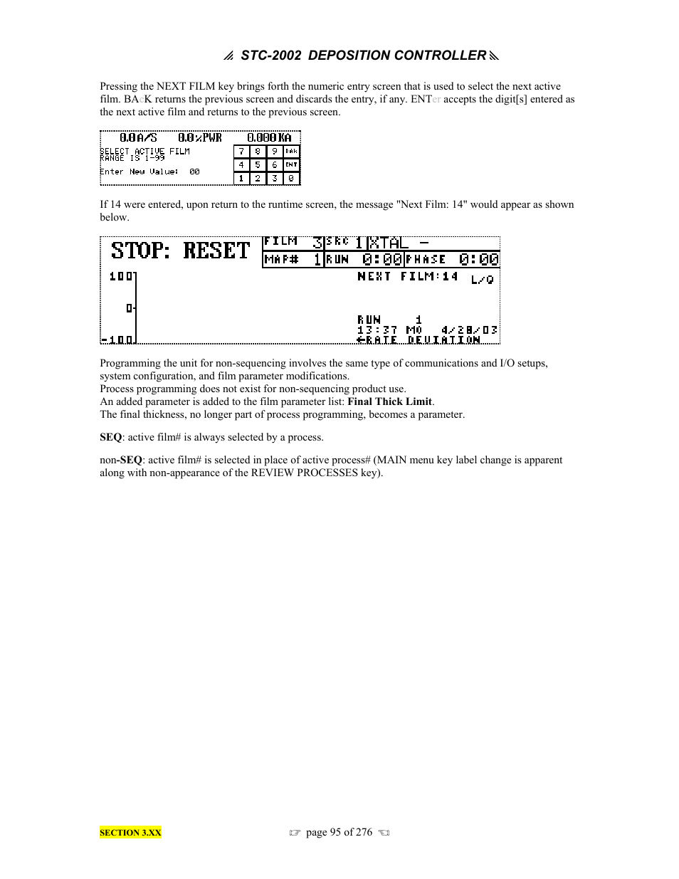 INFICON STC-2002 Thin Film Deposition Controller Operating Manual User Manual | Page 97 / 278