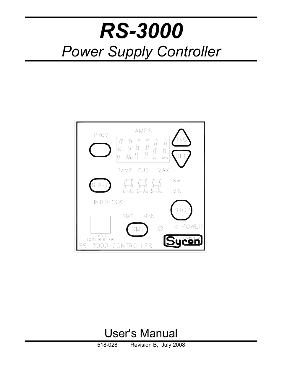 INFICON RS-3000 Power Supply Controller User Manual | 26 pages