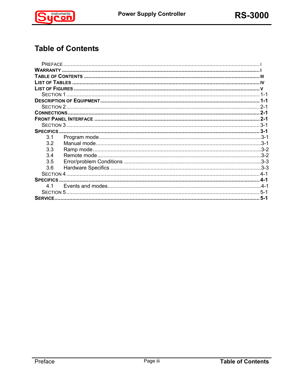 INFICON RS-3000 Power Supply Controller User Manual | Page 4 / 26