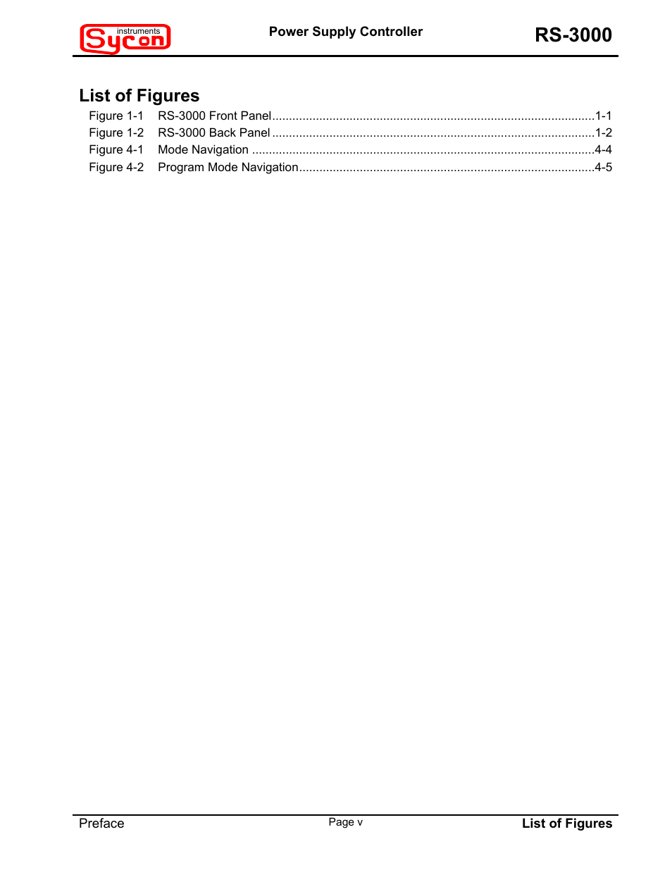 List of figures, Ist of, Igures | Rs-3000 | INFICON RS-3000 Power Supply Controller User Manual | Page 6 / 26