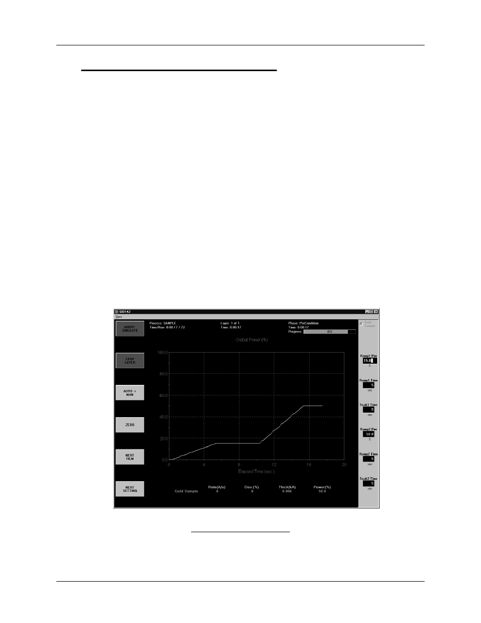 Chapter 2 quick start, 5 single-layer process simulation | INFICON SID-242 Thin Film Deposition Controller User Manual | Page 21 / 95