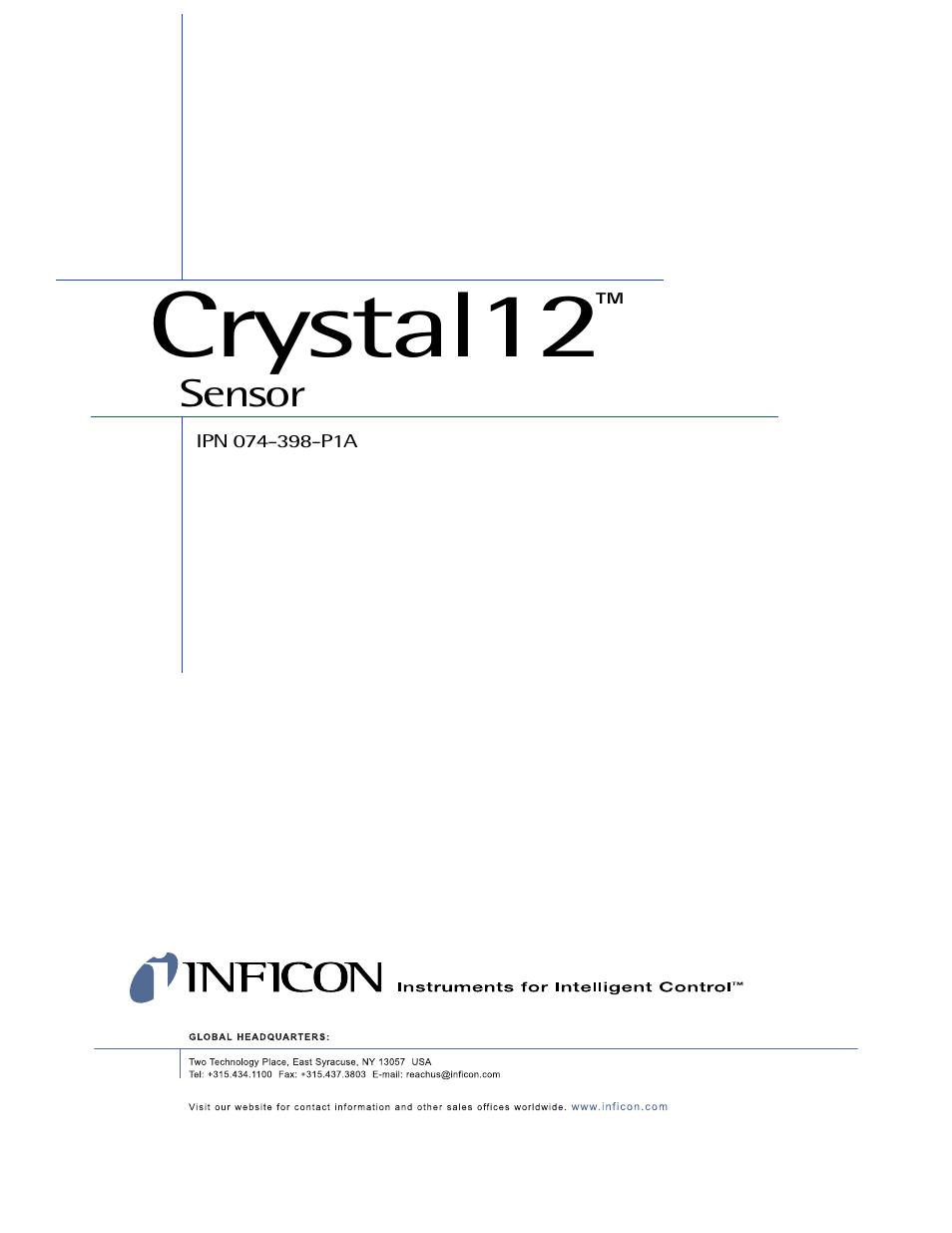 Crystal12, Sensor | INFICON Crystal 12 Sensor User Manual | Page 3 / 58