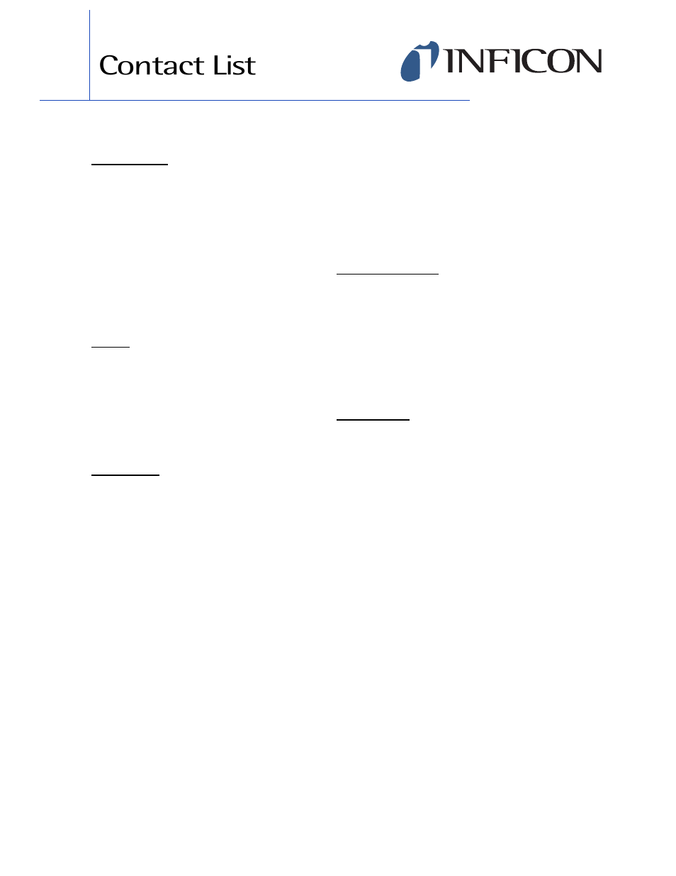 Contact list | INFICON Crystal 12 Sensor User Manual | Page 9 / 58