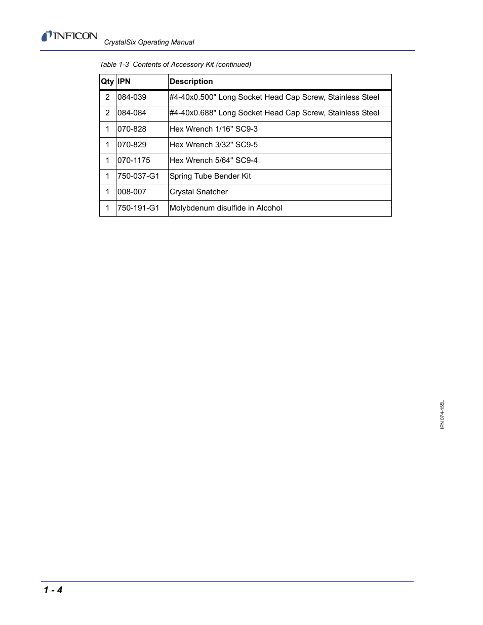 INFICON CrystalSix Sensor User Manual | Page 12 / 54