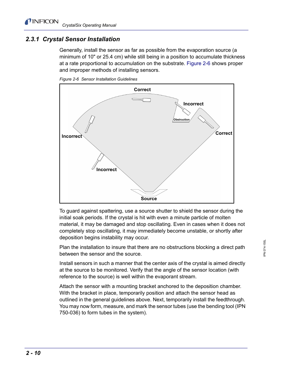 1 crystal sensor installation | INFICON CrystalSix Sensor User Manual | Page 24 / 54