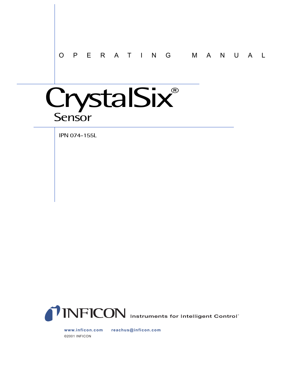 Crystalsix, Sensor | INFICON CrystalSix Sensor User Manual | Page 3 / 54