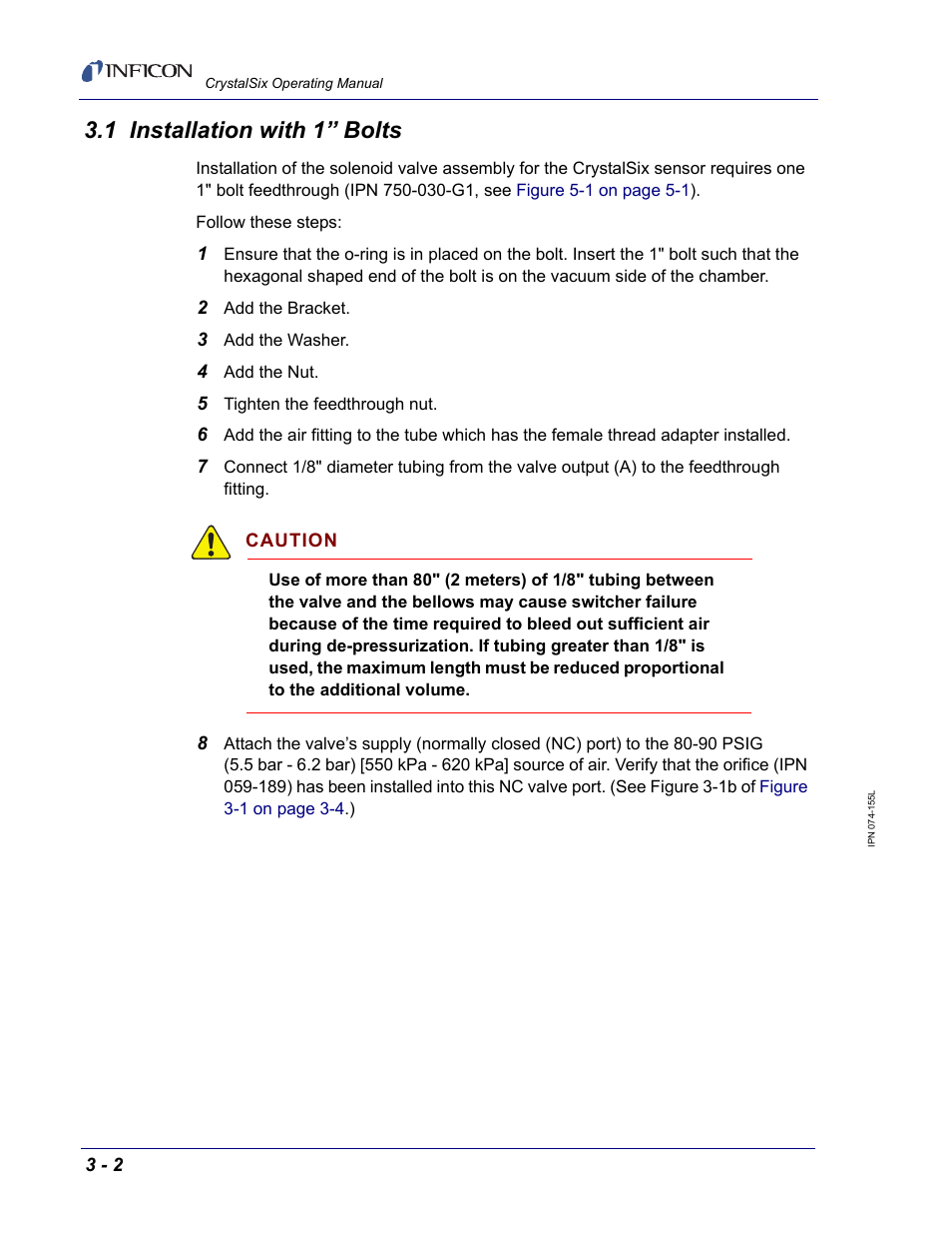 1 installation with 1” bolts | INFICON CrystalSix Sensor User Manual | Page 32 / 54