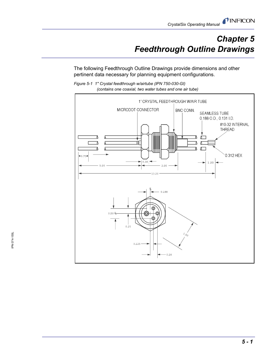 Chapter 5 feedthrough outline drawings, Chapter 5 | INFICON CrystalSix Sensor User Manual | Page 53 / 54