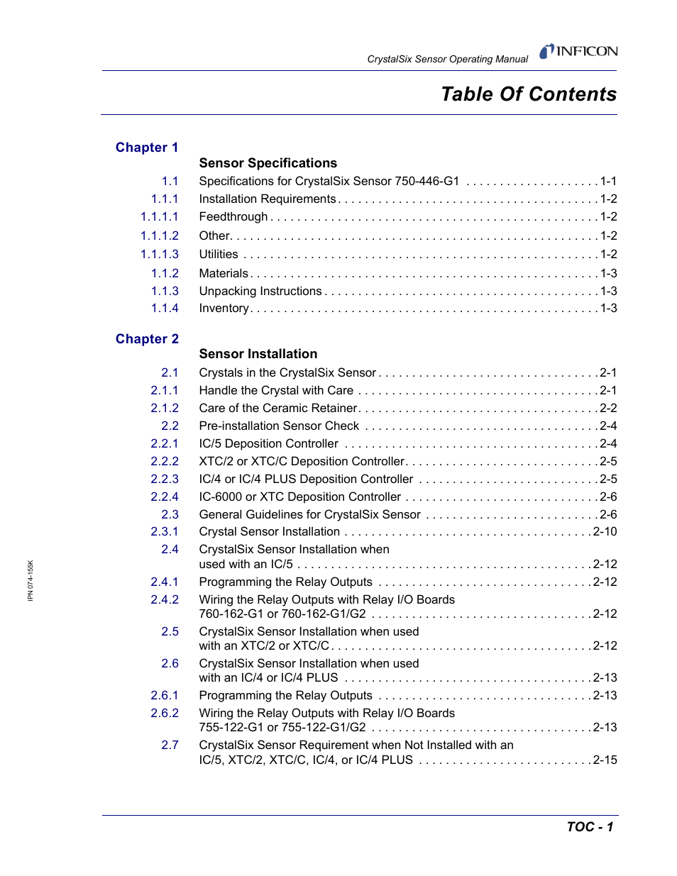 INFICON CrystalSix Sensor User Manual | Page 7 / 54