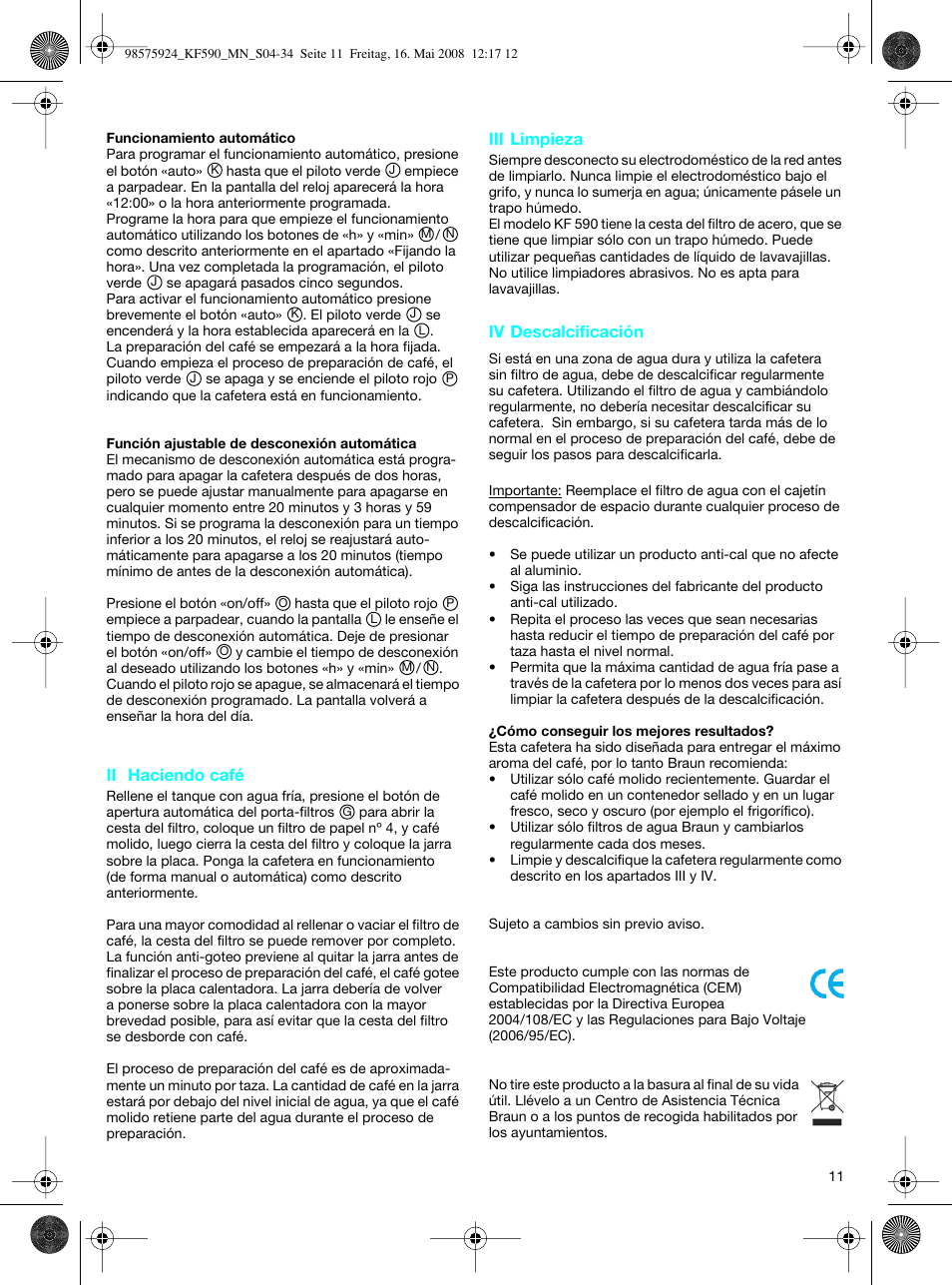 Braun KF 590 User Manual | Page 11 / 29