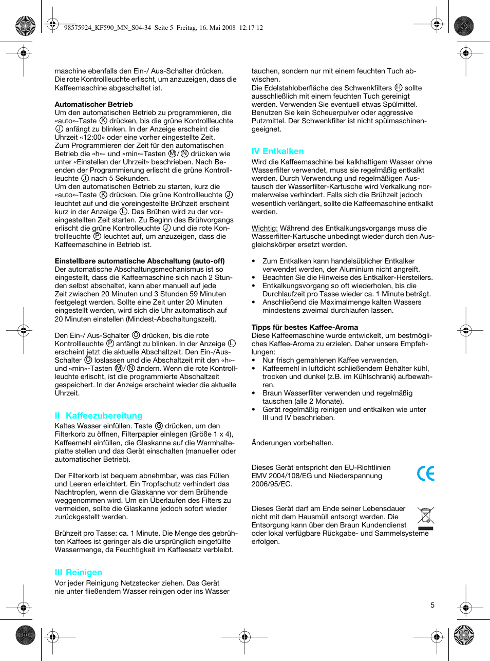 Braun KF 590 User Manual | Page 5 / 29