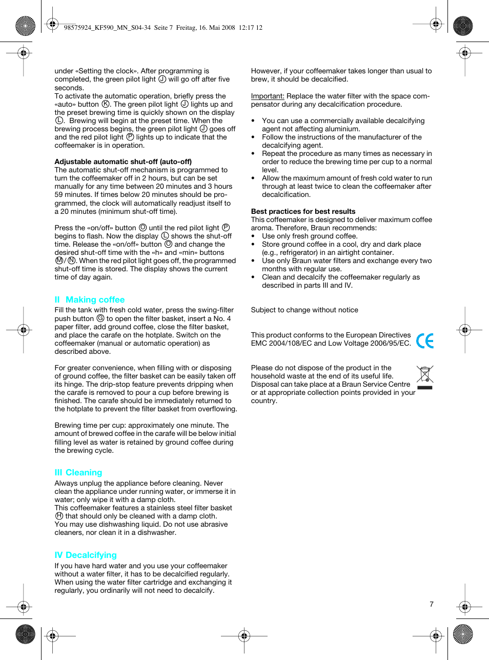 Braun KF 590 User Manual | Page 7 / 29