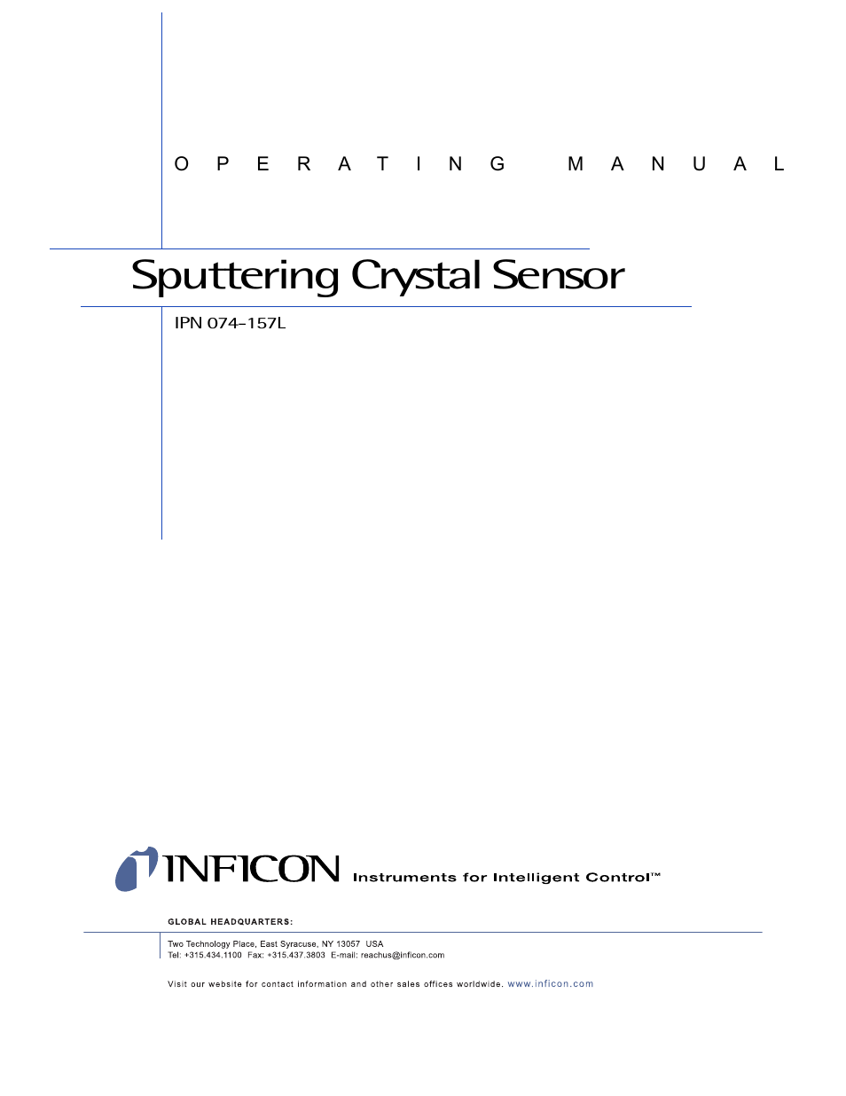 Sputtering crystal sensor | INFICON Sputtering Sensor User Manual | Page 3 / 54