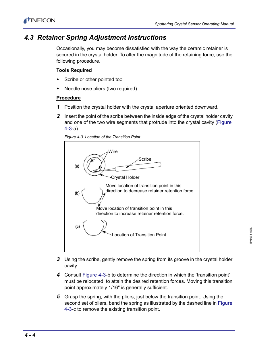 3 retainer spring adjustment instructions | INFICON Sputtering Sensor User Manual | Page 44 / 54