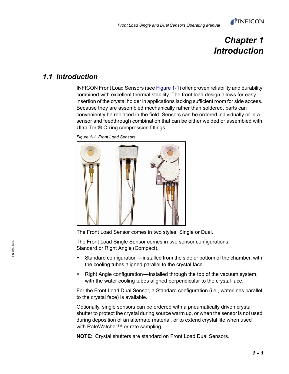 Chapter 1 introduction, 1 introduction, Chapter 1 | INFICON Front Load Single Sensor User Manual | Page 11 / 90