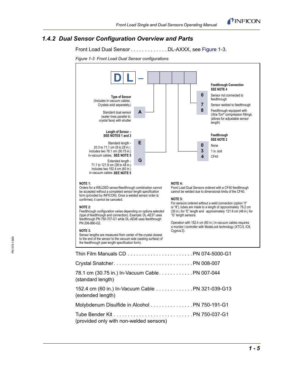 2 dual sensor configuration overview and parts, Section, To t | INFICON Front Load Single Sensor User Manual | Page 15 / 90