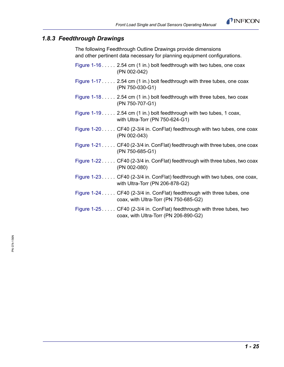 3 feedthrough drawings | INFICON Front Load Single Sensor User Manual | Page 35 / 90