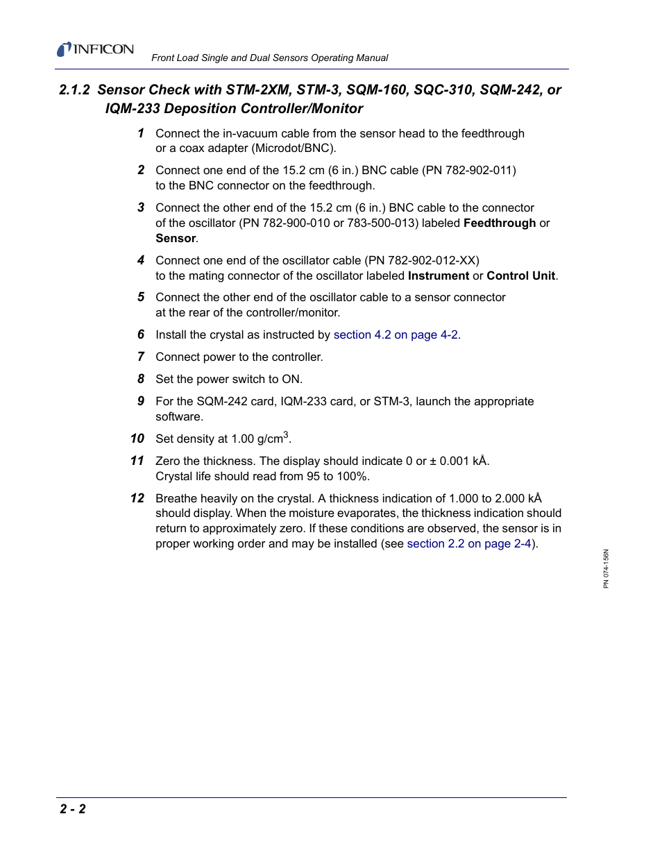 INFICON Front Load Single Sensor User Manual | Page 48 / 90