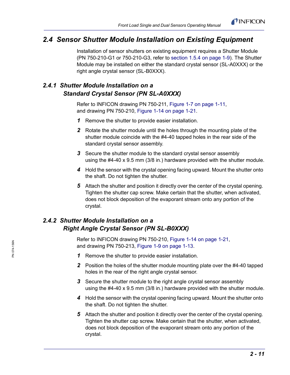 INFICON Front Load Single Sensor User Manual | Page 57 / 90