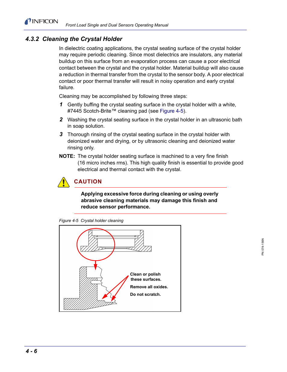 2 cleaning the crystal holder | INFICON Front Load Single Sensor User Manual | Page 70 / 90