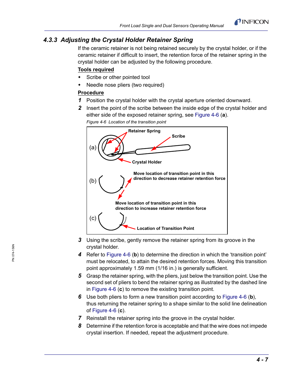 3 adjusting the crystal holder retainer spring | INFICON Front Load Single Sensor User Manual | Page 71 / 90