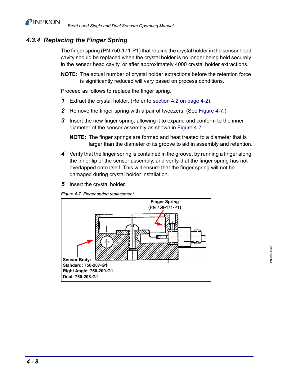 4 replacing the finger spring | INFICON Front Load Single Sensor User Manual | Page 72 / 90