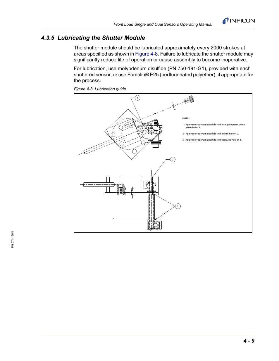 5 lubricating the shutter module | INFICON Front Load Single Sensor User Manual | Page 73 / 90