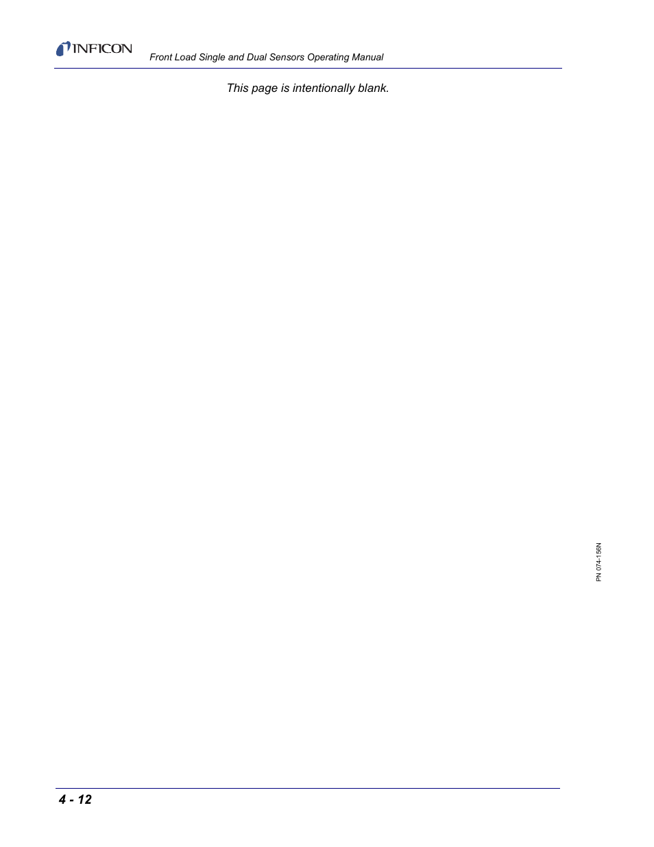 This page is intentionally blank | INFICON Front Load Single Sensor User Manual | Page 76 / 90