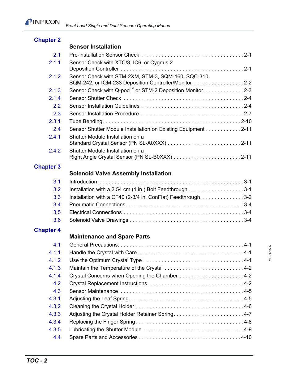 INFICON Front Load Single Sensor User Manual | Page 8 / 90