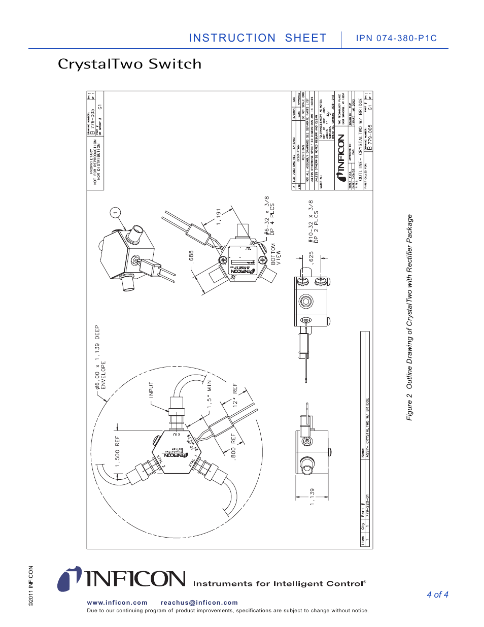 Crystaltwo switch, Instruction sheet | INFICON CrystalTwo Switch User Manual | Page 4 / 4