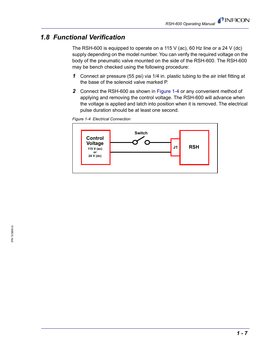 8 functional verification, Al verification (see, Section 1.8 | INFICON RSH-600 Rotary Sensor User Manual | Page 15 / 34
