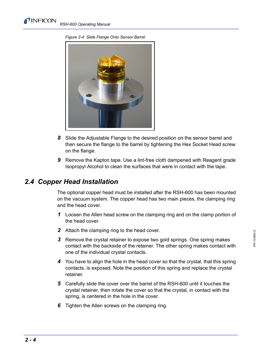 4 copper head installation, Figure 2-4 | INFICON RSH-600 Rotary Sensor User Manual | Page 20 / 34