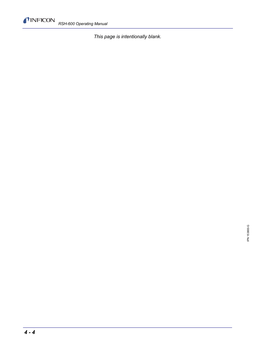 This page is intentionally blank | INFICON RSH-600 Rotary Sensor User Manual | Page 32 / 34