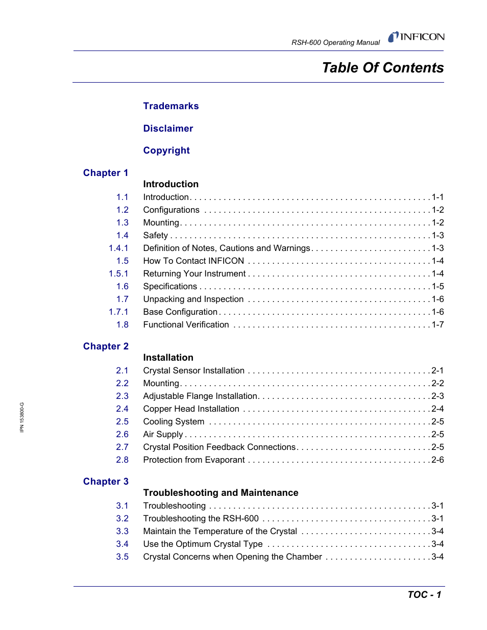 INFICON RSH-600 Rotary Sensor User Manual | Page 7 / 34