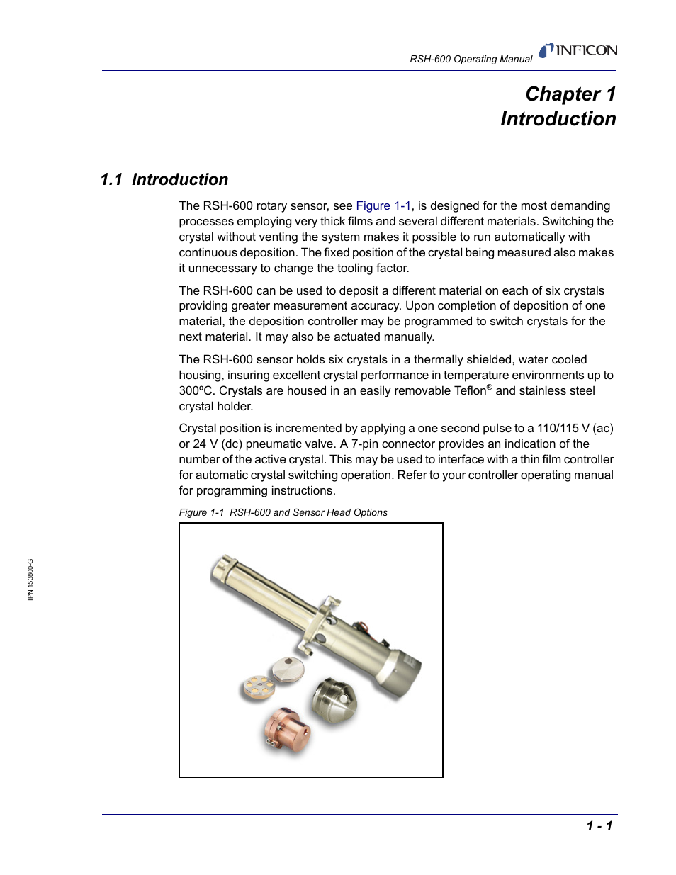 Chapter 1 introduction, 1 introduction, Chapter 1 | INFICON RSH-600 Rotary Sensor User Manual | Page 9 / 34