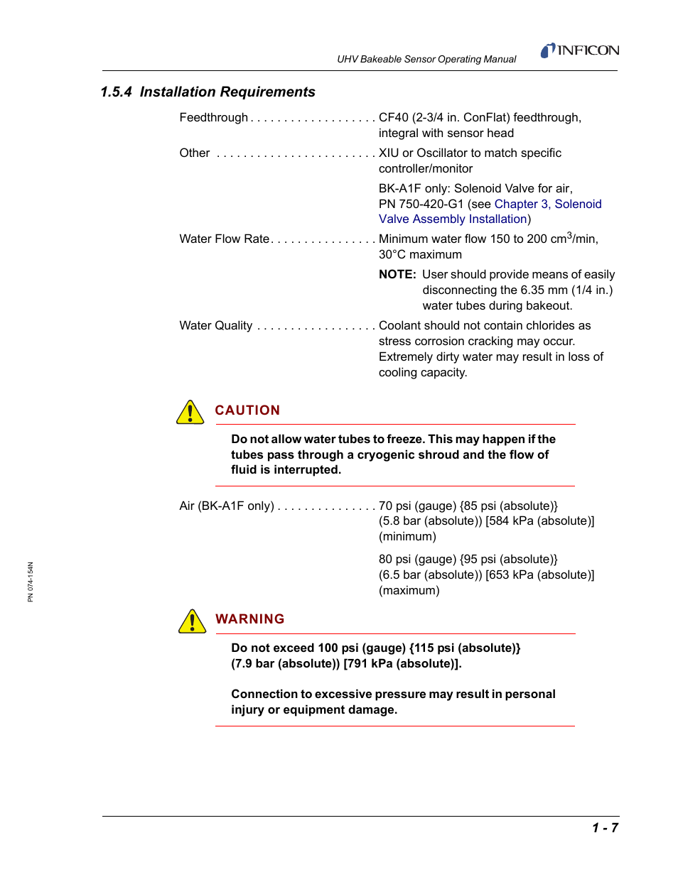 4 installation requirements | INFICON UHV Bakeable Sensor User Manual | Page 15 / 50