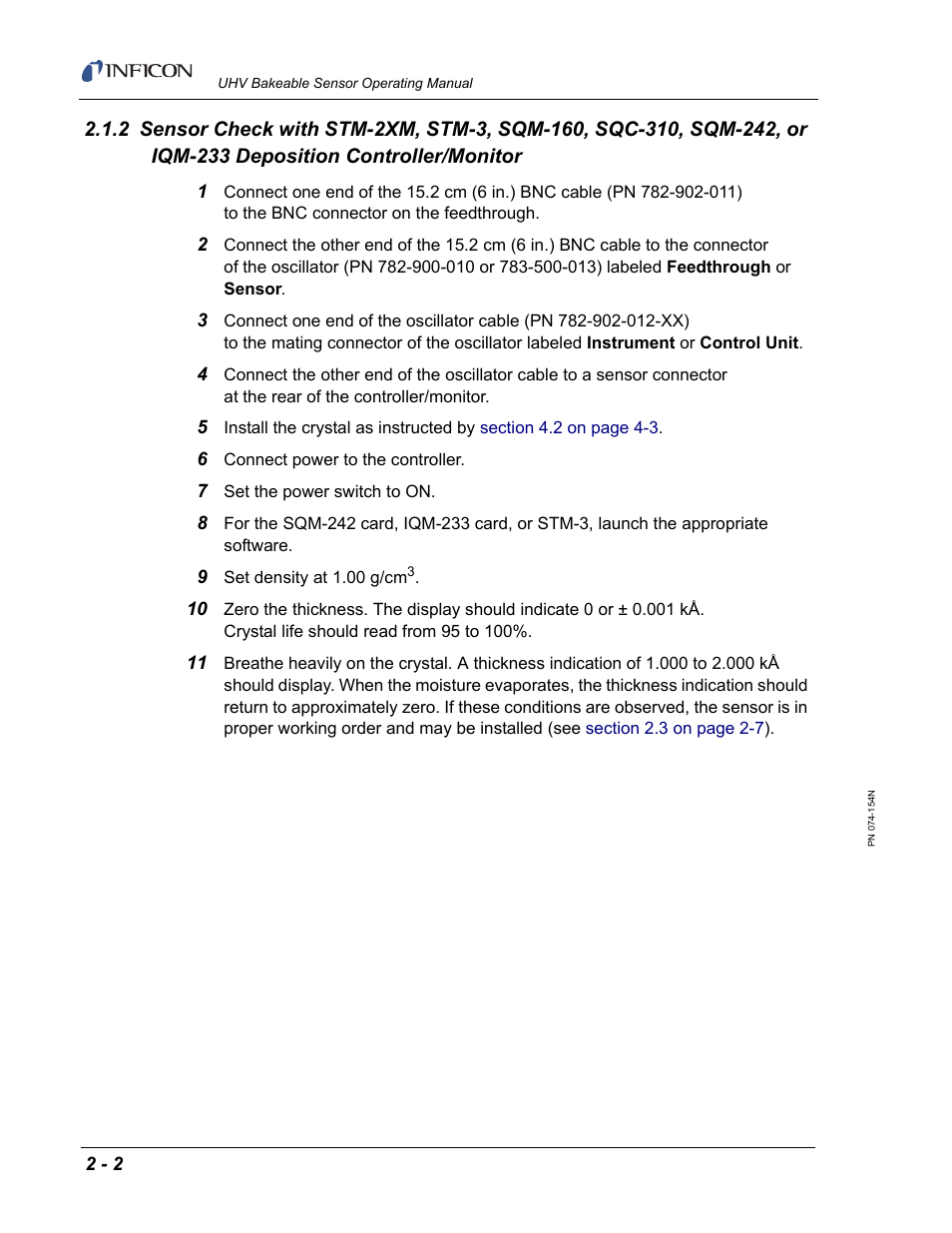 INFICON UHV Bakeable Sensor User Manual | Page 22 / 50