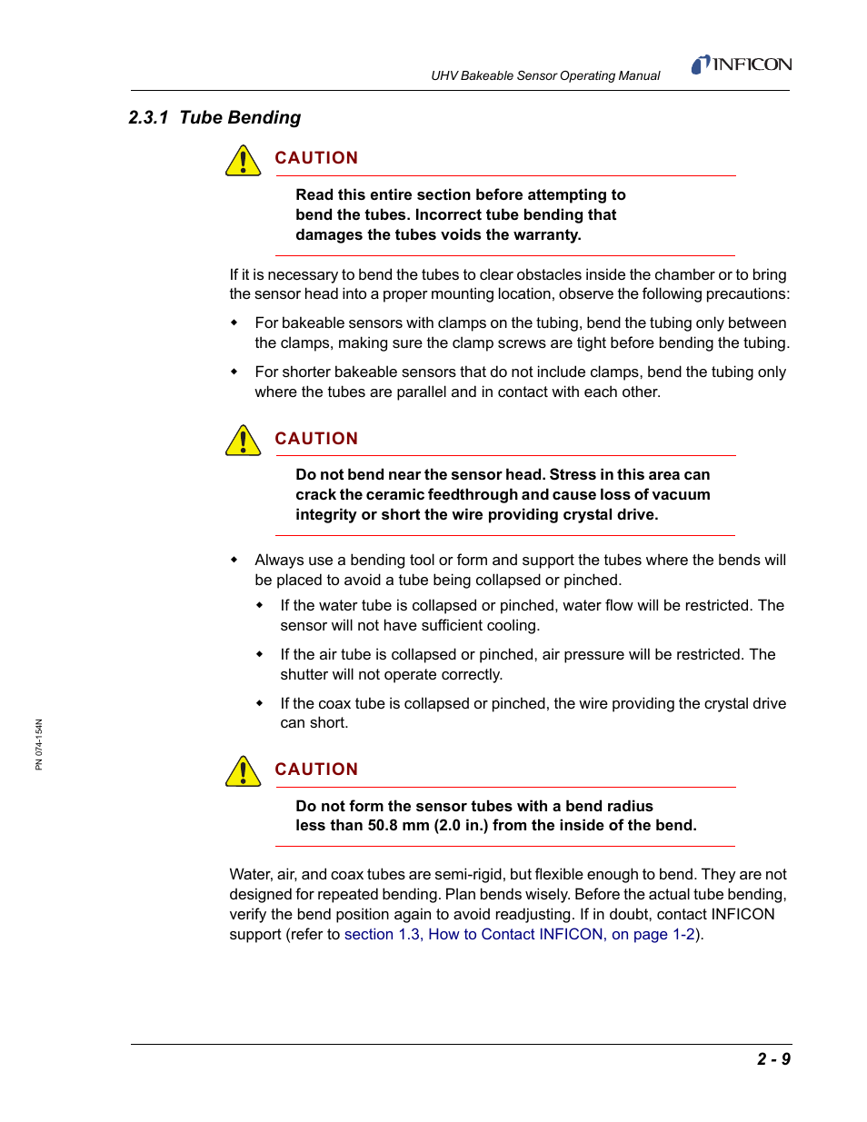 1 tube bending | INFICON UHV Bakeable Sensor User Manual | Page 29 / 50